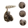 ABOOFAN Vintage Brass Figurine Mother and Child Hedgehog for Office or Home Chinese Decor Accessory view 4