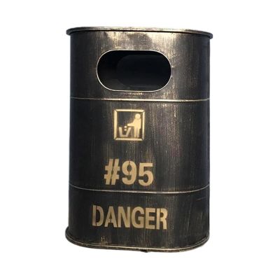 HEXEH Outdoor Trash Can Retro Industrial Trash Can, Forged Iron Trash Can with Top Ashtray, Creative Decoration Trash Can for Home Restaurants and Bars, etc Outdoor Waste Bins (Size : Bronze)