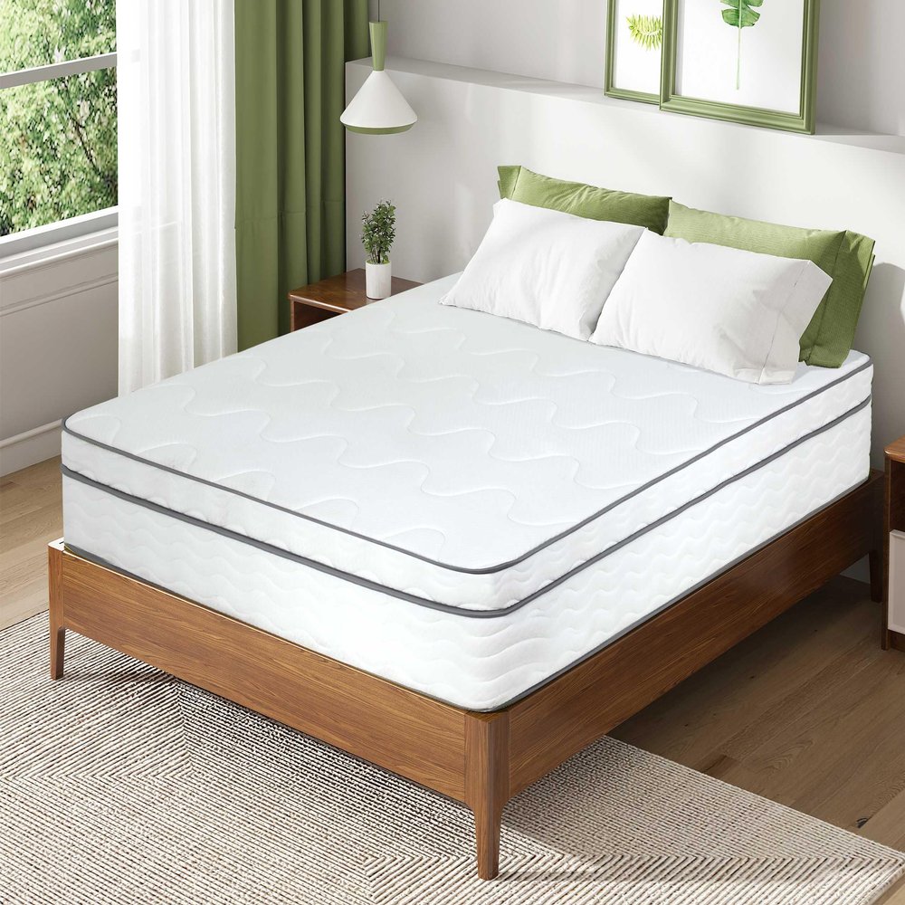Ckofgdsue Queen Mattress 12 Inch,Spring Mattress with Bamboo Charcoal,Medium Firm for Pain Relief,Gel Memory Foam for Cool Sleep,Fiberglass Free Queen,CertiPUR-US Certified
