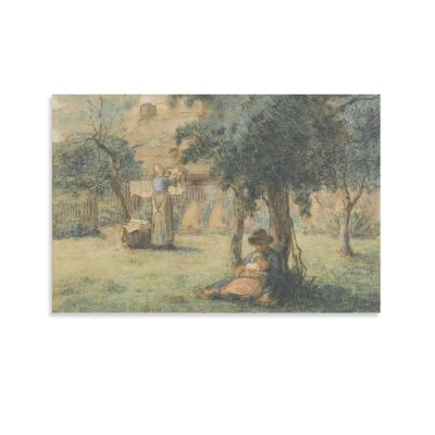 Femme tendant Son Linge By Jean-Francois Millet Prints Poster Canvas Wall Art Poster Decorative Bedroom Modern Home Print Picture Artworks Posters 20x30inch(50x75cm)