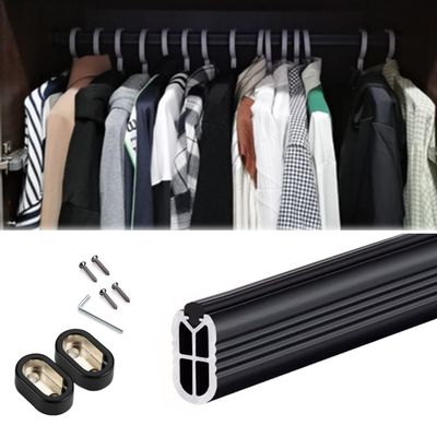Under Cabinet Hanger Rod Laundry Room, 60" 55" 48" 42" 36" 32" 30" 26" 22" 20" 16" Long Clothes Closet Rod for Wall, Black Silver Non-slip Shower Curtain Rod ( Color : #2 , Size : Closet Width 32 in/8