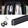 Under Cabinet Hanger Rod Laundry Room, 60" 55" 48" 42" 36" 32" 30" 26" 22" 20" 16" Long Clothes Closet Rod for Wall, Black Silver Non-slip Shower Curtain Rod ( Color : #2 , Size : Closet Width 32 in/8 view 1