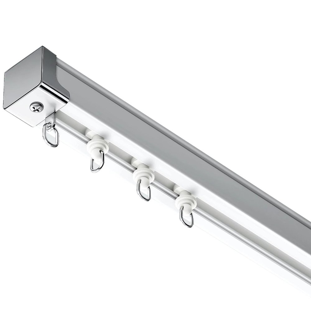 Bedroom Bathroom Extra Long Curtain Track System, Ceiling/ Wall Mount Room Divider Curtain Rods, Privacy & Partition Shower Divider Strips with Roller Hooks ( Color : Wall Mount , Size : L 5m/197inch