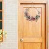 ULDIGI Large Artificial Flower Wreath Pendant Hoop with Pink Faux Floral Greenery for Outdoor Indoor Spring Summer Fall Winter Wedding Front Home Door Ring Decoration Season Celebrations view 2