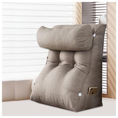 Bed Back Rests for Sitting up in Bed, Bedrest Pillows for Adults with Pockets/Washable Cover, Reading Pillow for Bed Adult for Reading Gaming,Grey