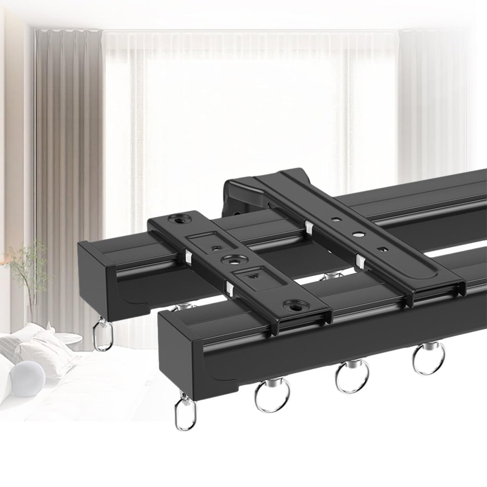 Aluminum Ceiling Curtain Track, Heavy Duty Curtain Track System, Curtain Track Rail Fixings, Built-in Room Divider Sliding Rail, Ceiling Track Set for Curtains, Can Be Used for Windows, Bedrooms (Col