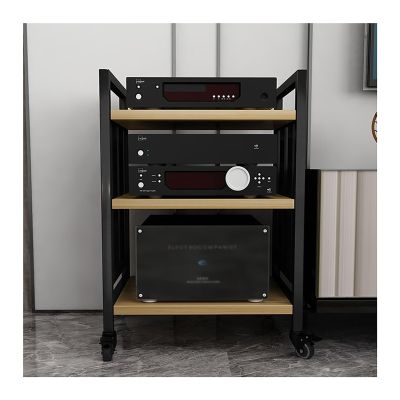 HONGKEFIT AV Media Storage Cabinet, Open Wooden AV Media Cabinet, Modern AV Cabinet with Pulleys for Storage of Entertainment Stereo Components for Home/Office/AV/DJ/Theater (Color : C-3-53x40x73cm)