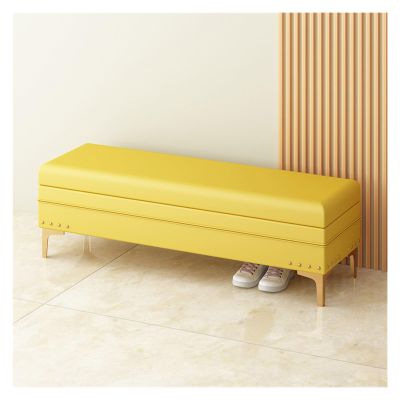 Foot of Bed Bench Upholstered Storage Bench with Nailhead Trim | Ottoman with Storage for Living Room & Bedroom | Decorative Home Furniture Bench for Bedroom ( Color : Yellow , Size : 100*40*40cm )