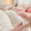 Velvet Fluffy Bedding Duvet Cover Set, Ultra Soft Warm Bedding Set With 1 Duvet Cover, 1 Bed Sheet, 2 Pillowcase, Down Comforter Quilt Cover With Metal Zipper, 4 Ties ( Color : /White , Size : 220x240 view 2