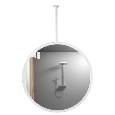 White Bathroom Wall Mirror Vanity Make-up Mirror for Ceiling Hanging, Circle/Round Mirror with Ceiling Mounted Boom, Decorative Glass Mirrors (Size : Diameter-40CM/15.7INCH)