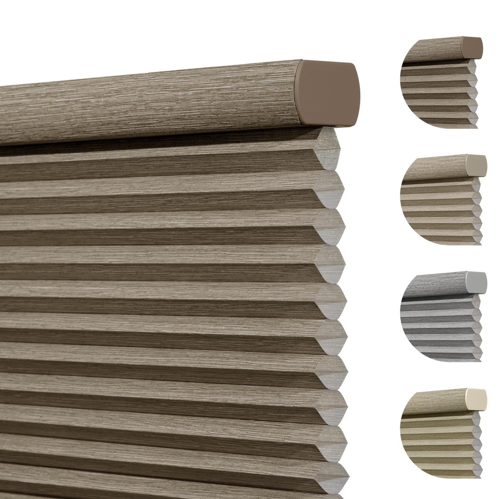 Boolegon 1.5" Jacquard Patten Cordless Cellular Shades for Windows Light-Fitering Fabric Thermal Insulated, Noise Reduction, Room Darkening Honeycomb Blinds for Home, Brown, Custom Size