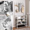 Exquisite Clothes Rail Rack Shoe Rack Stand Organizer Closet Entryway with Coat Hat Umbrella Shoe Rack Fits Your Hallway Entryway Shelf for Storage Shoes Clothes/Black view 4