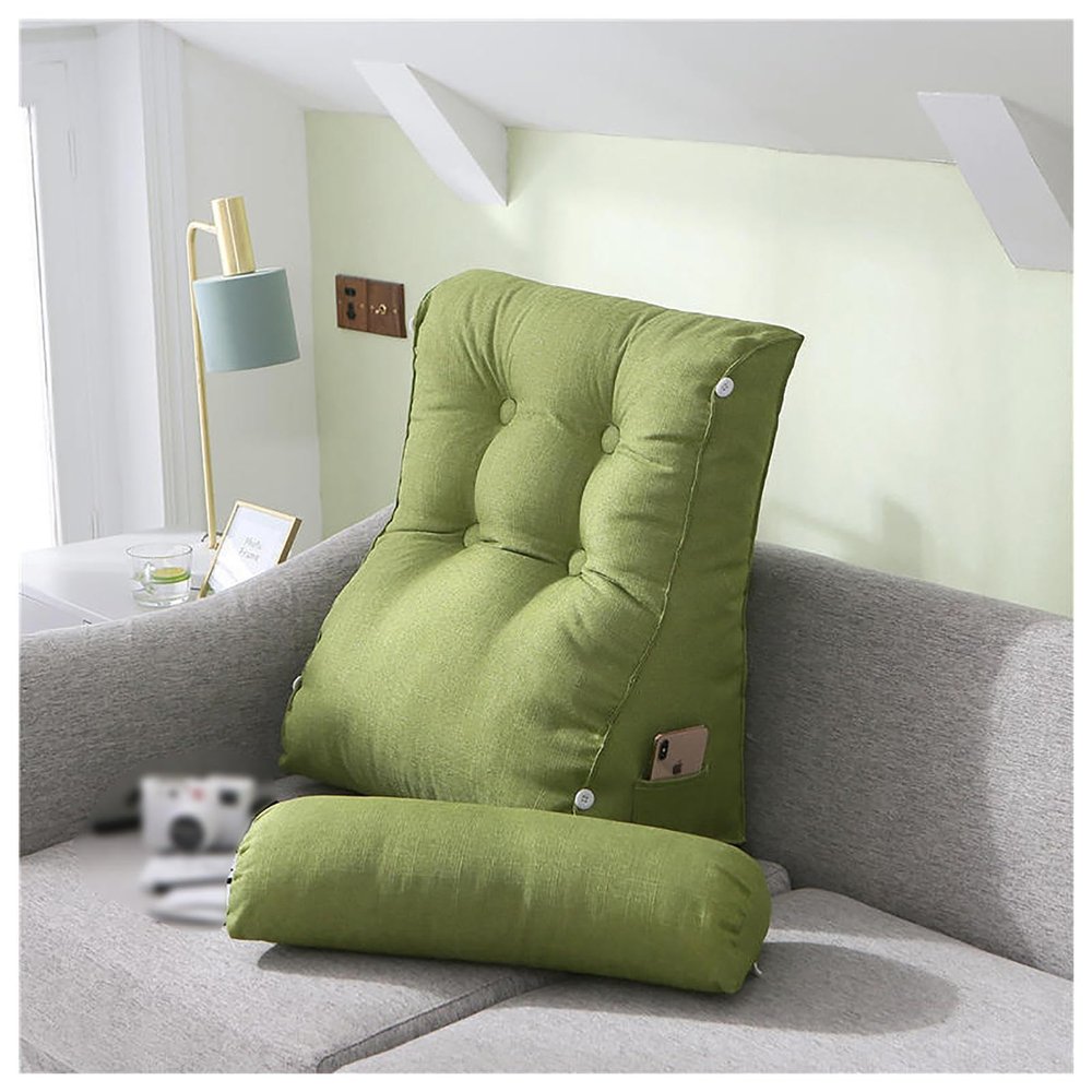AKYLDI Bed Chairs for Sitting up in Bed for Adults, Backrest Pillow Removable Neck Pillow/Washable Cover, Study Pillow for Sitting up in Bed for Reading Gaming,Green