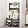 Exquisite Clothes Rail Rack Shoe Bench Coat Stand Rack Hanger Coat Rack Entryway With Bench And Shoe Storage, Multifunctional 5-In-1 Coat Rack Shoe Bench With 9 Hooks, Industrial Entryway St view 1