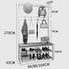 Exquisite Clothes Rail Rack Shoe Bench Coat Stand Rack Hanger Entryway Coat Rack With Shoe Bench,Coat Hanger Shoe Rack Organizer With Coat Hanger Stand,2-tier Shoe Rack And Storage Bench view 3