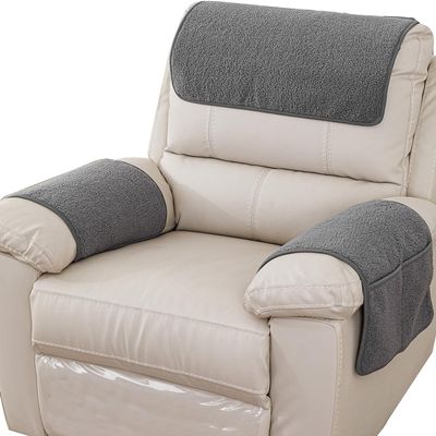 3/4/5 Pcs/Set Recliner Headrest Protector Sofa Armrest Cover, 1/2/3 Seater Sofa Headrest Slipcovers with Pocket Nonslip Armchair Cover Quilted Furniture Protector for Recliner Leather Sofa Couch ( Col