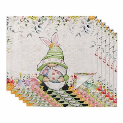 Easter Cloth Napkins Set of 6 - Washable Dinner Napkins Reusable Table Napkins for Home Party Weeding Dining Table Setting Decoration, Oversized 20"x20" Easter Gnomes Eggs Vintage Spring Eucalyptus