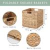10.5x10.5 Water Hyacinth Storage Baskets, Collapsible Square Wicker Baskets Cube Storage Bins for 11 Inch IKEA Kallax, Set of 3 view 4