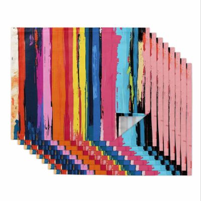 Abstract Rainbow Cloth Napkins Set of 8 - Washable Dinner Napkins Reusable Table Napkins for Home Party Weeding Dining Table Setting Decoration, Oversized 20"x20" Modern Multicolor Tainted Ink Art
