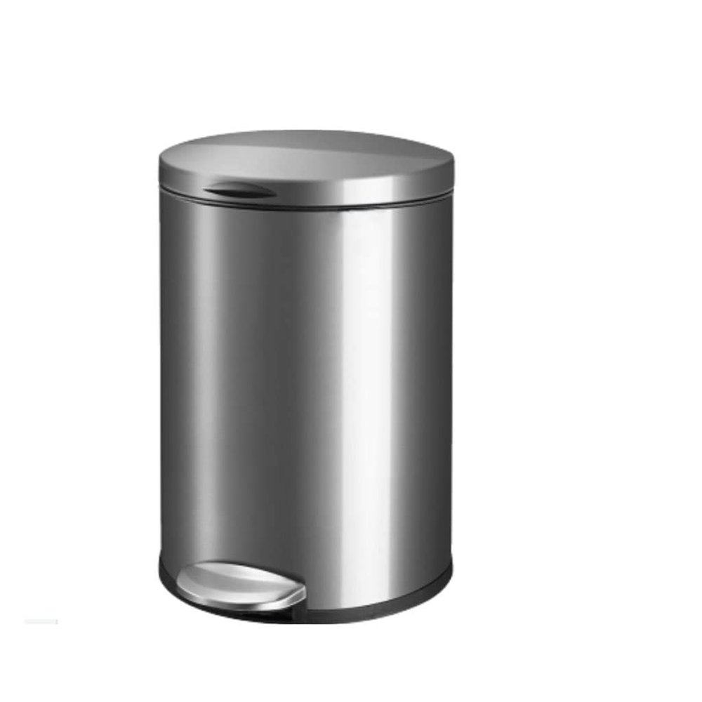 HyKab Decorative Indoor Trash Can Indoor Garbage Foot-operated Stainless Steel Trash Can Household Living Room Kitchen Bedroom Bathroom Round Trash Can 5L/9L/12L Optional Garbage Recycle Wastebasket (
