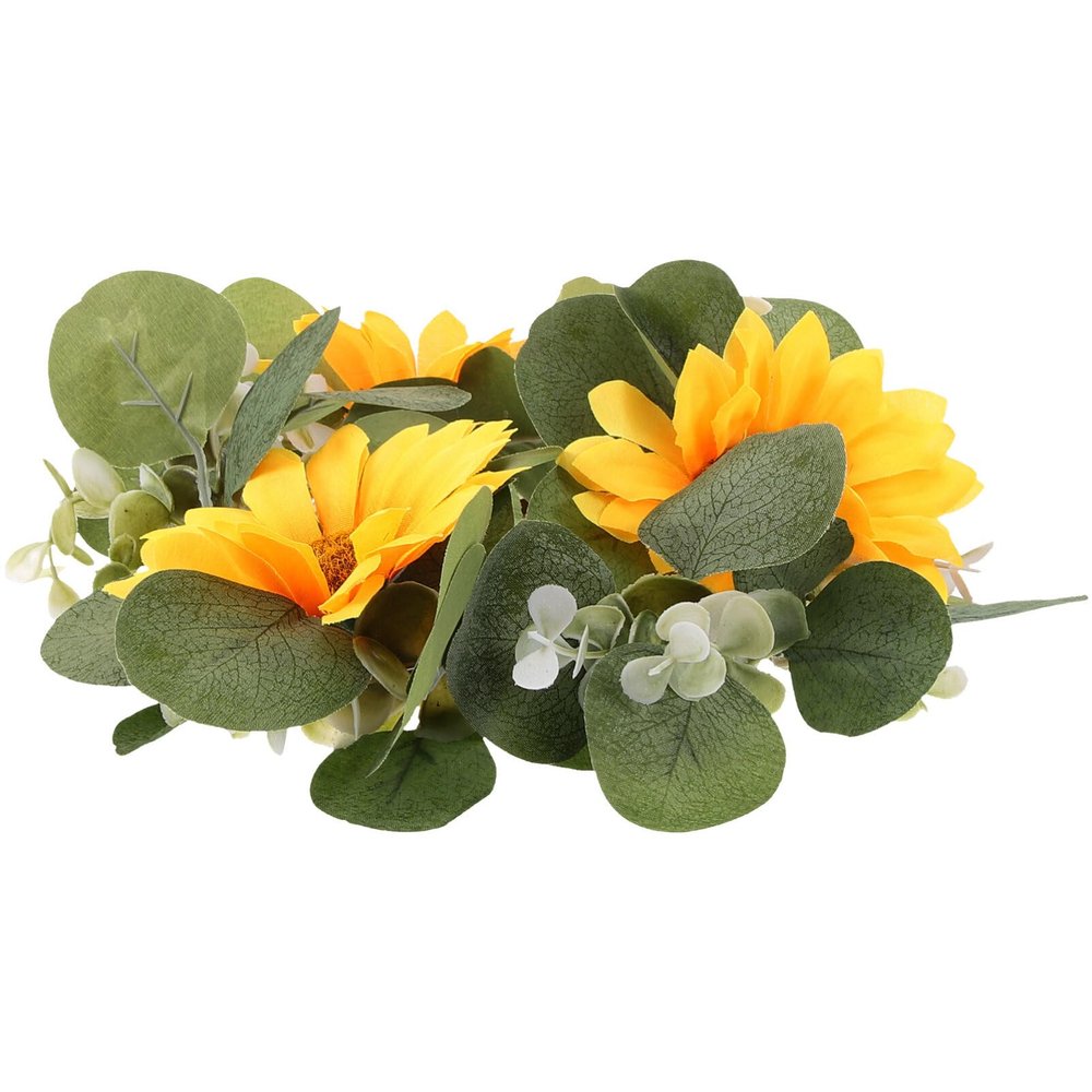 BESPORTBLE Eucalyptus Leaf Wreath Sunflowers Decorative Spring Garland for Front Door and Home Festivities Realistic Touch and Design