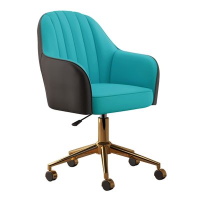 Cute Home Office Chair, PU Leather Swivel Desk Chair Armless Hydraulic Rolling Computer Chair with Backrest Golden Base for Teens Girls (#3)