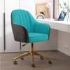 Cute Home Office Chair, PU Leather Swivel Desk Chair Armless Hydraulic Rolling Computer Chair with Backrest Golden Base for Teens Girls (#3) view 2