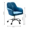 Ergonomic Swivel Task Chair, Velvet Upholstered Computer Chair, Mid Back Home Office Chair, Load Bearing 150kg (Blue) view 4