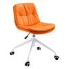 Adjustable Home Office Chair, Low-Back Armless Faux Leather Swivel Task Chair for Small Space, Living Room, Make-up, Studying (Orange) view 1