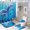 Dunmat 4Pcs Cartoon Dolphin Shower Curtain Sets with Non-Slip Rugs, Toilet Lid Cover and U Shape Bath Mat, Colorful Ocean Cute Animals Bathroom Sets Waterproof Shower Curtains with 12 Hooks, Style-4 view 1