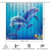 Dunmat 4Pcs Cartoon Dolphin Shower Curtain Sets with Non-Slip Rugs, Toilet Lid Cover and U Shape Bath Mat, Colorful Ocean Cute Animals Bathroom Sets Waterproof Shower Curtains with 12 Hooks, Style-4 view 2