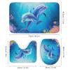 Dunmat 4Pcs Cartoon Dolphin Shower Curtain Sets with Non-Slip Rugs, Toilet Lid Cover and U Shape Bath Mat, Colorful Ocean Cute Animals Bathroom Sets Waterproof Shower Curtains with 12 Hooks, Style-4 view 3