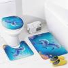 Dunmat 4Pcs Cartoon Dolphin Shower Curtain Sets with Non-Slip Rugs, Toilet Lid Cover and U Shape Bath Mat, Colorful Ocean Cute Animals Bathroom Sets Waterproof Shower Curtains with 12 Hooks, Style-4 view 4