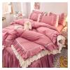 Zixmix 4 Piece Couple Bed Duvet Cover Sheet Bedspread Queen Size Pink Duvet Cover Sheet Bedspread Duvet Cover Bedding with Pillowcases,Bedding view 1