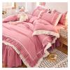 Zixmix 4 Piece Couple Bed Duvet Cover Sheet Bedspread Queen Size Pink Duvet Cover Sheet Bedspread Duvet Cover Bedding with Pillowcases,Bedding view 4