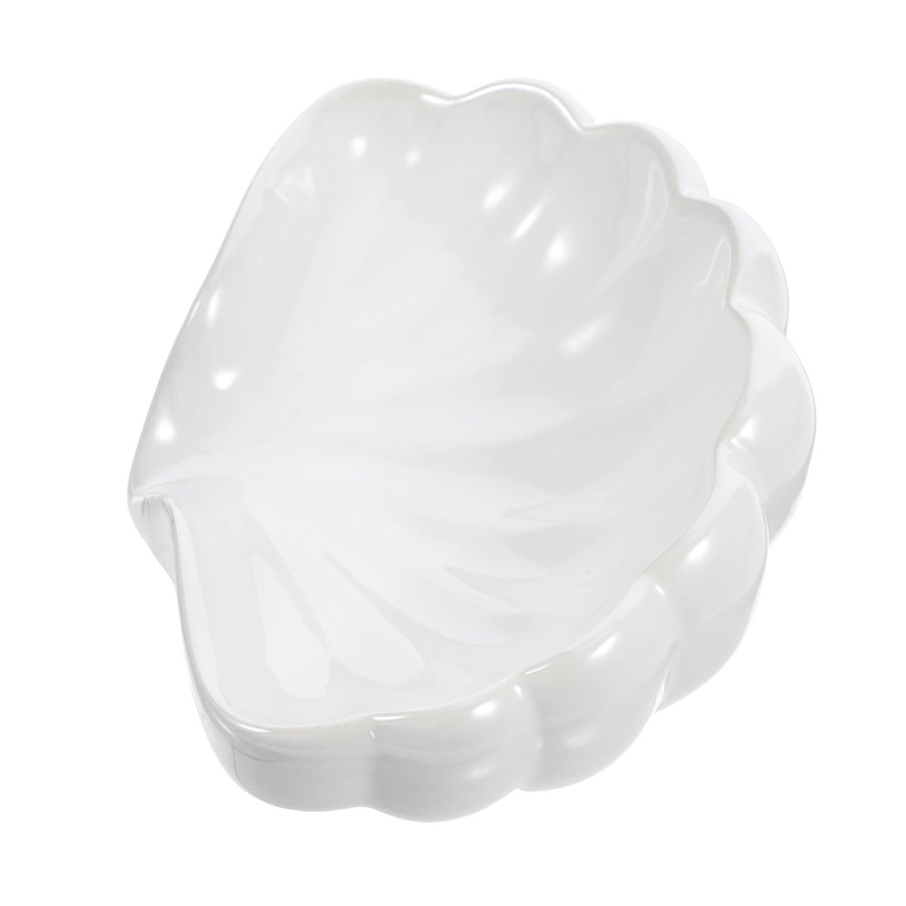 Beatifufu Elegant Shell Shape Ceramic Soap Dish Self-draining Soap Holder for Bathroom Sink Decorative and Functional Dish for Bar Soap and Sponge Cute Bathroom Accessory