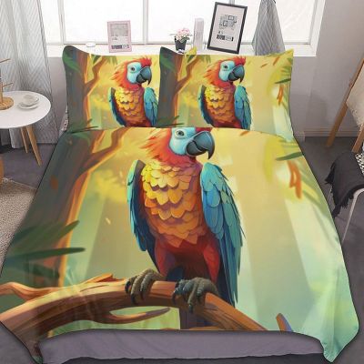 Colorful Bird Duvet Cover Full - Super Soft Microfiber 3 Pieces Bedding Set with Zipper Closure And Corner Ties, Beautiful Bird Breathable Textured Comforter Cover, 1 Duvet Cover & 2 Pillow Shams F