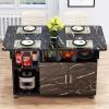 Extendable Folding Dining Table, Drop Leaf Kitchen Table, Fold Up Dining Table with Drawer & Storage Shelves, Rolling Space Saving Dining Table By 6 Wheels, in 3 Forms, Space Saving ( Color : Black , view 1