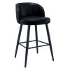 TAPHET Upholstered PU Leather Bar Chair, Counter Height Bar Stools, Modern Kitchen Island Barstools with Metal Legs & Back for Dining Room Kitchen Counter Pub (Color : Black, Size : 55cm) view 1