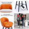 TAPHET Upholstered PU Leather Bar Chair, Counter Height Bar Stools, Modern Kitchen Island Barstools with Metal Legs & Back for Dining Room Kitchen Counter Pub (Color : Black, Size : 55cm) view 4