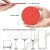 Coasters for Drinks Set of 6 Leather Round Ccoffee Table Coasters with Storage Box Home Decor Cup Pad - Coral Red view 2