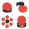 Coasters for Drinks Set of 6 Leather Round Ccoffee Table Coasters with Storage Box Home Decor Cup Pad - Coral Red view 4