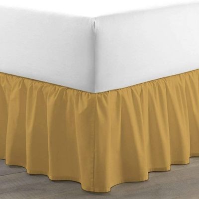 Gold California King Bed Skirt for Ruffle Bed Skirt with 16" Drop - Three Sides Fabric Adjustable Dust Ruffled Silky Soft -800 TC-California King(72"X 84") Gold