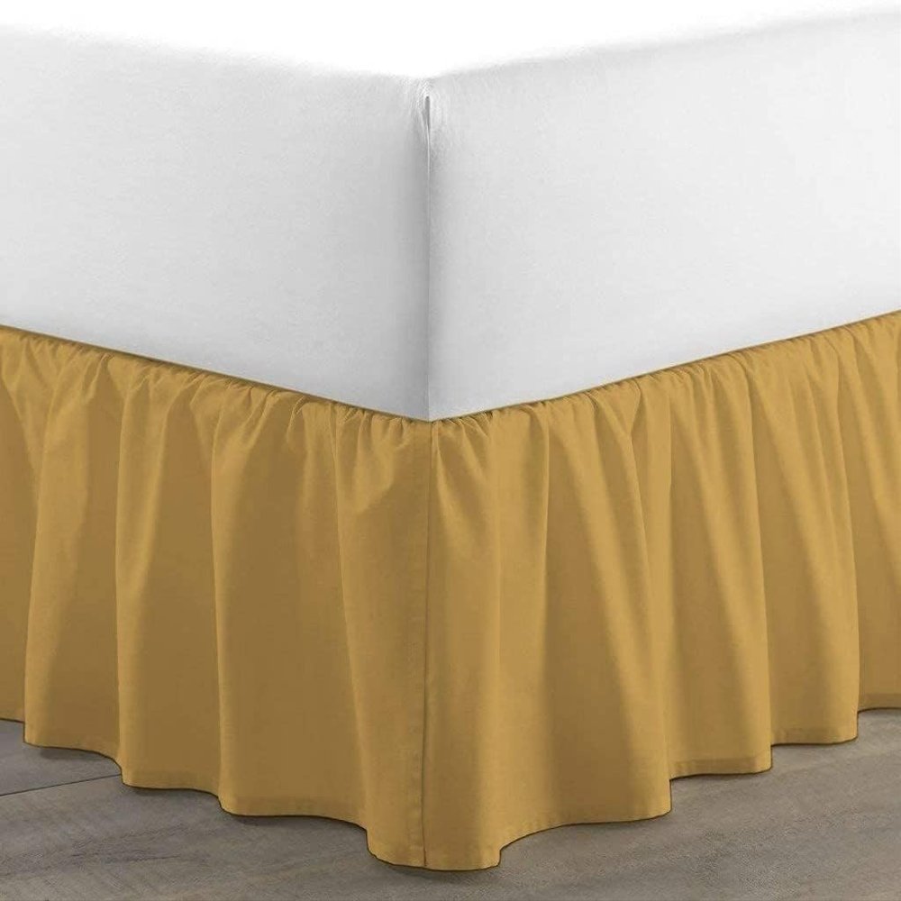 Gold California King Bed Skirt for Ruffle Bed Skirt with 16" Drop - Three Sides Fabric Adjustable Dust Ruffled Silky Soft -800 TC-California King(72"X 84") Gold