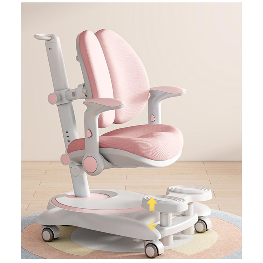 BXKCFYBSQ Children's Desk Chair, Children's Learning Computer Chair, Lumbar Support Task Student Chair with Adjustable Armrests and Footrest, Suitable for Teenage Boys and Girls (Color : Pink)