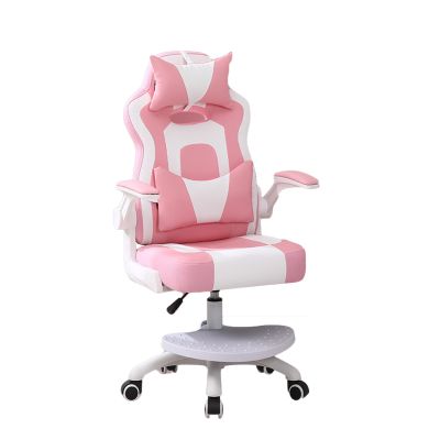 BXKCFYBSQ Ergonomic Children's Desks and Chairs, Children's Learning Computer Chairs, Height-Adjustable Waist Support Task Student Chairs, Suitable for Teenage Boys and Girls (Color : Pink)