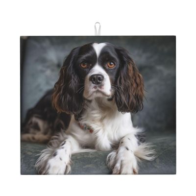 Microfiber Dish Drying Mat for Kitchen Counter, Absorbent Dish Drying Pads, Non-slip Kitchen Draining Mat, Large Spaniel On The Sofa Dishes Drainer Mats, 18"x16" Dish Drainer Pad