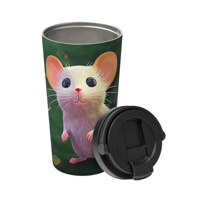 BTCOWZRV Cute mouses Travel Coffee Mug Spill Proof Spill Proof Coffee Mug with Lid Insulated Coffee Tumbler Portable Thermal Mug Leak Proof Reusable Travel Coffee Cup for Hot and Cold