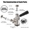 European Sankey S System Keg Coupler, Beer Keg Tap Coupler, Kegerator Parts with Stainless Steel Probe Brass Body, 5/16'' Gas Barb 1/4'' Beer Barb, Draft Beer Tap Dispenser for Homebrew view 2