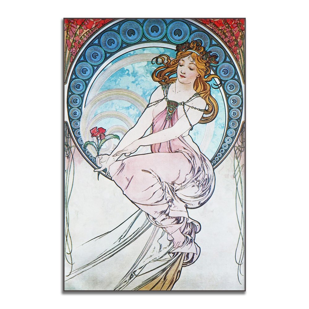OKRA Alphonse Mucha Poster Art Nouveau Painting Retro Classical Poster Master Painting Print Fine Art Oil Painting Print for Living Room Bedroom Office Wall Decor Unframed12x18in/30x45cm